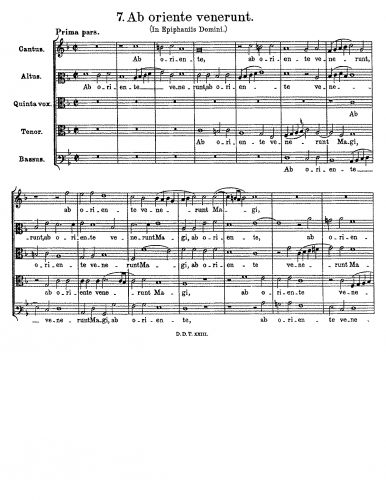 Praetorius - Ab oriente venerunt - Score