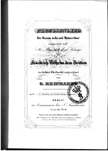 Reichardt - Preussenlied, für Basso solo mit Männerchor, Op. 15 - Score