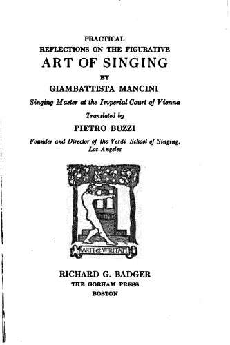 Mancini - Pensieri e riflessioni pratiche sopra il canto figurato - Other - Complete Book