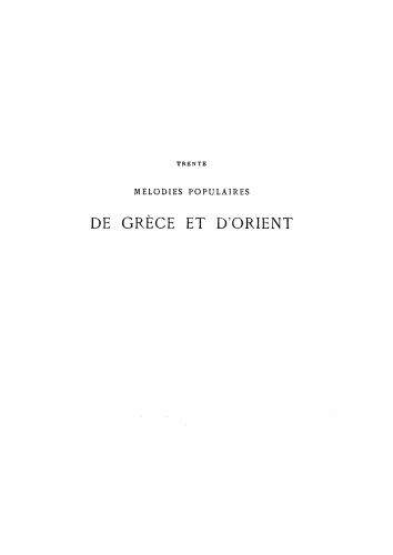 Bourgault-Ducoudray - 30 Mélodies Populaires de Grèce et d'Orient - Score