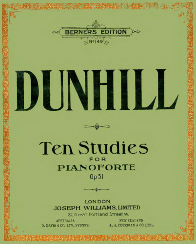 Dunhill - 10 Pianoforte Studies - Score