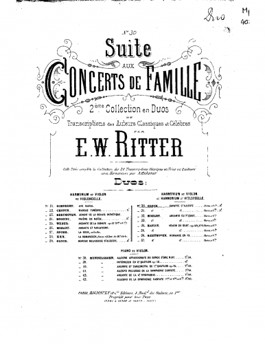 Ritter - Suite aux Concerts de Famille - Scores and Parts - 30. Gluck: Gavotte from ''Alceste''