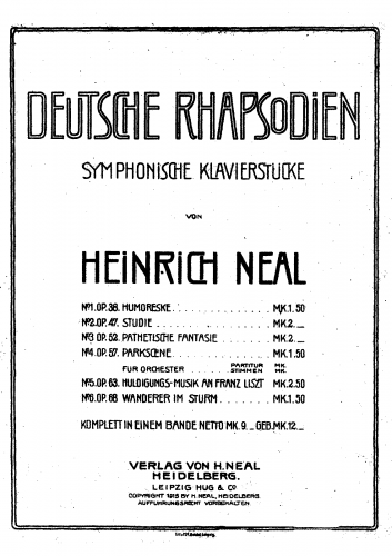 Neal - Deutsche Rhapsodie No. 6, Op. 68 - Score
