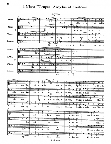 Praetorius - Missa IV super: Angeles ad Pastores - Score