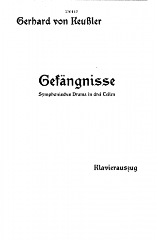 Keussler - Gefängnisse - Vocal Score - Score