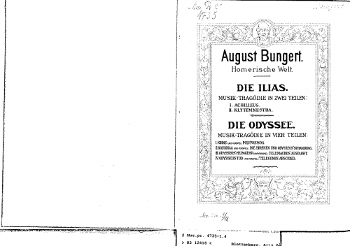 Bungert - Die Odysee - Vocal Score "Odysseus' Tod" und Vorspiel "Telegonos' Abschied" (No. 4) - Score