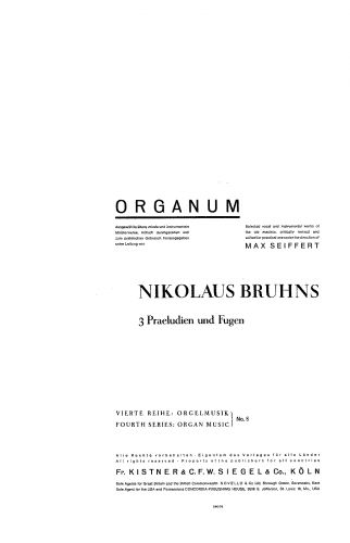 Bruhns - Orgelwerke - Score