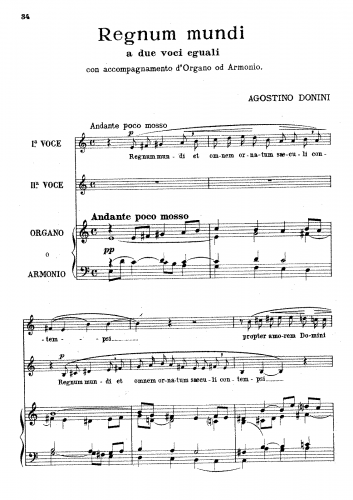 Donini - Regnum mundi - Vocal Score