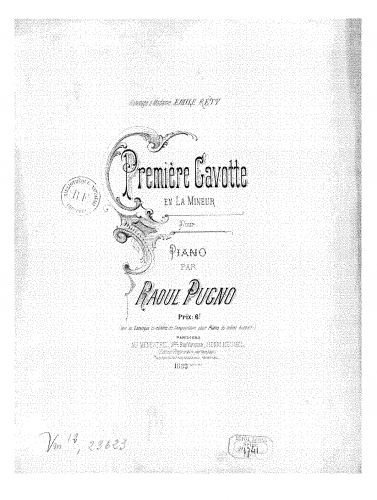 Pugno - Première gavotte en la mineur - Score