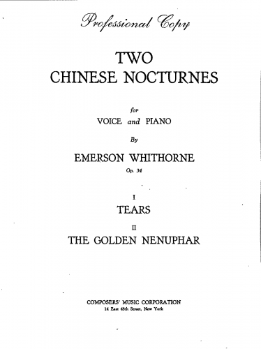 Whithorne - 2 Chinese Nocturnes - Score