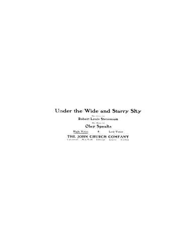 Speaks - Under the Wide and Starry Sky - Score