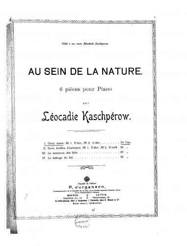 Kashperova - Au sein de la nature - Score
