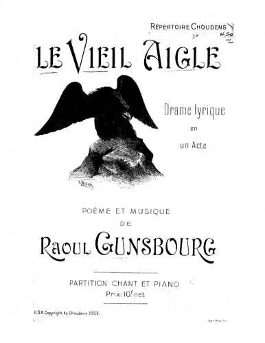 Gunsbourg - Le vieil aigle - Vocal Score - Score