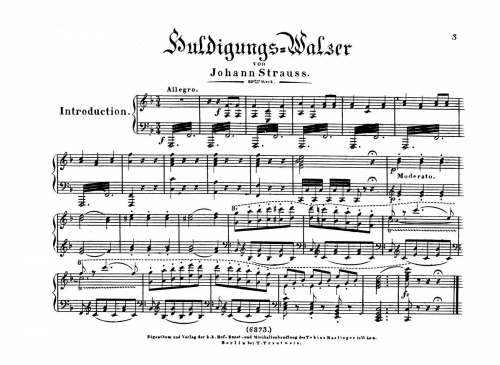 Strauss Sr. - Huldigungs-Walzer, Op. 80 - For Piano solo - Score