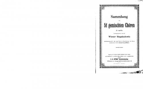 Lafite - Sammlung von 51 gemischten Chören (a capella) herausgegeben von der Wiener Singakademie - Score