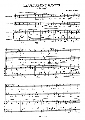 Pozzoli - Exultabunt Sancti - Score