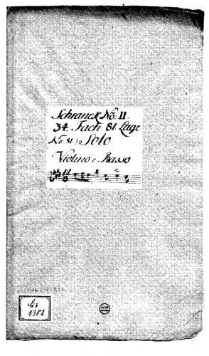 Anonymous - Violin Sonata in E major, Schrank II/34/81 - Score