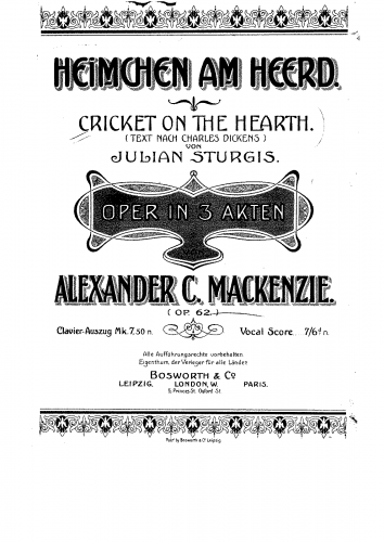 Mackenzie - The Cricket on the Hearth - Vocal Score - Score
