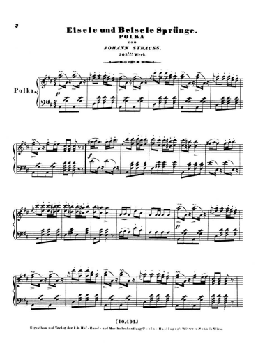 Strauss Sr. - Eisele- und Beisele-Sprünge - Arrangers and Transcriptions For Piano solo - Score