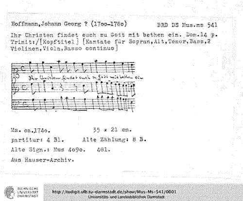 Hoffmann - Ihr Christen findet euch zu Gott - Score