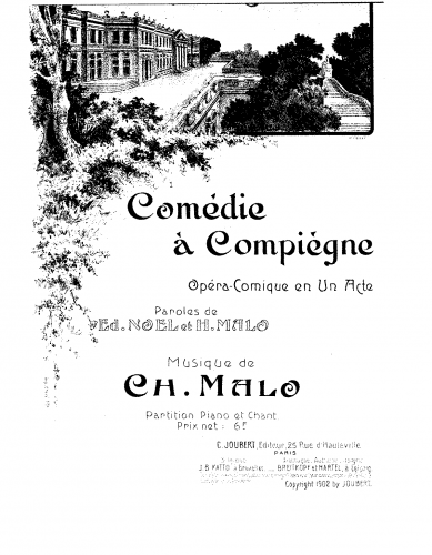 Malo - Comédie à Compiègne - Vocal Score - Score