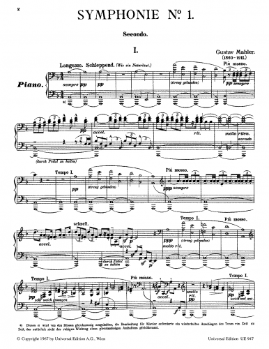 Mahler - Symphony No. 1 - Piano 4 hands (Walter) - Score