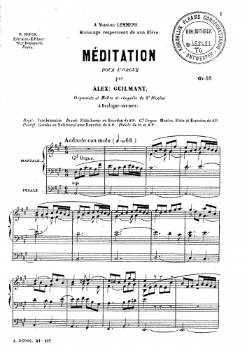Guilmant - Méditation - Score