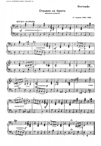 Glazunov - Ruses d'Amour - Gavotte For Piano 4 hands - Score