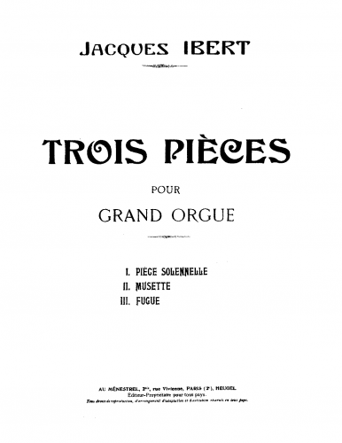 Ibert - 3 Pièces - Score
