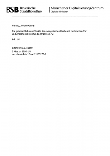 Herzog - Die gebräuchlichsten Choräle der evangelischen Kirche - Score