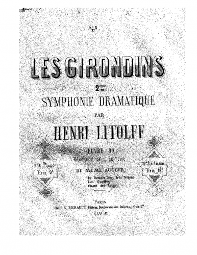 Litolff - Les girondins / Die Girondisten - For Piano solo - Score