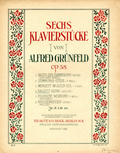 Grünfeld - Piano Pieces, Op. 58 - 4. Ballett-Szene