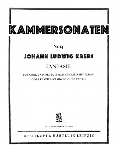 Krebs - Fantasia in F minor for oboe and organ - Scores and Parts - Score