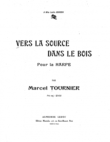 Tournier - Vers la source dans le bois - Score