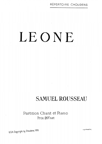 Rousseau - Leone - Vocal Score - Score