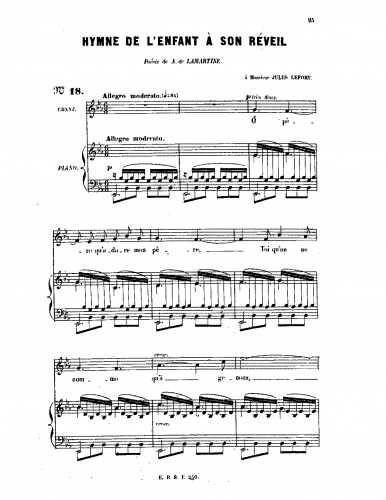 Lacôme d'Estalenx - Hymne de l'enfant à son réveil - Score