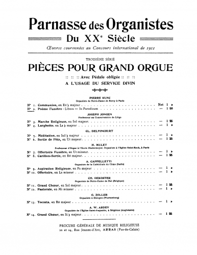 Kunc - Pièce Funèbre (Libera....In Paradisum) - Score