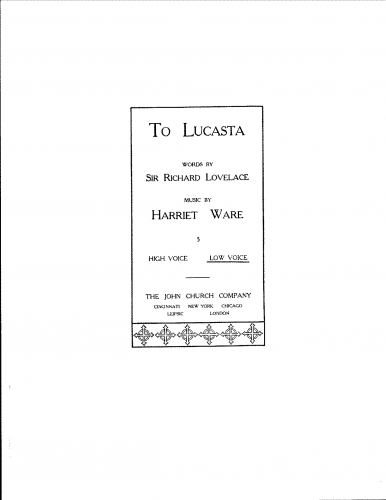 Ware - To Lucasta - Score