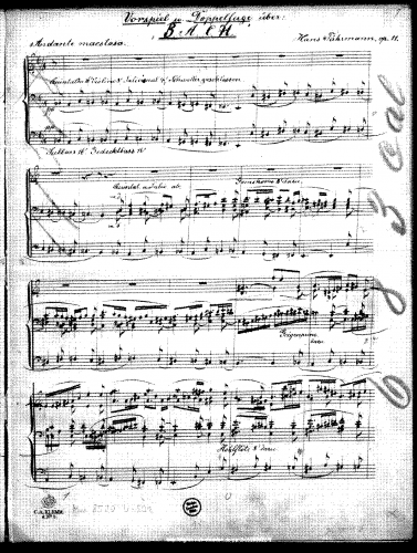 Fährmann - Vorspiel und Doppelfuge über B.A.C.H., Op. 11 - Score