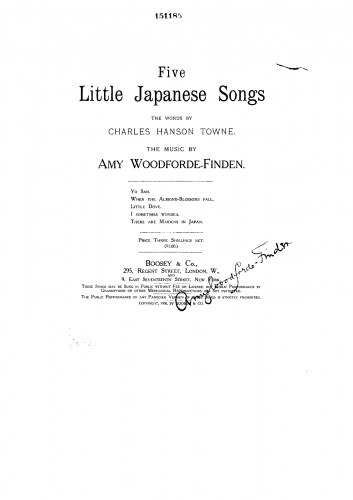 Woodforde-Finden - 5 Little Japanese Songs - Score
