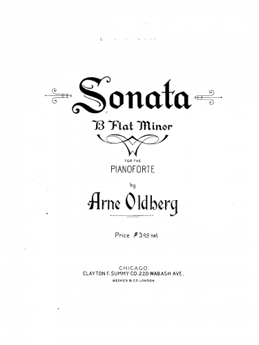 Oldberg - Piano Sonata in B-flat minor - Score