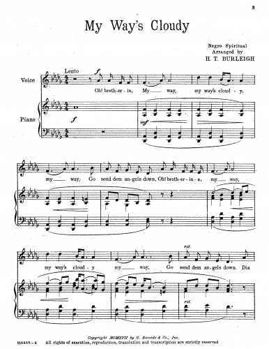 Burleigh - My Way's Cloudy - Score