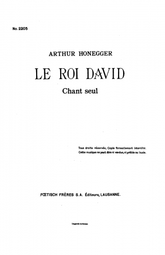 Honegger - Le Roi David - Vocal solo, Chorus