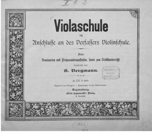 Bergmann - im Anschlusse an des Verfassers Violinschule : Für Seminarien und Präparandenanstalten, sowie zum Selbstunterricht - Score