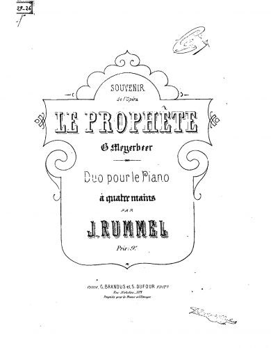 Rummel - Souvenir de l'opéra 'Le prophète' - Score