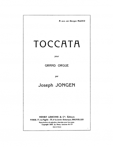 Jongen - Toccata - Score