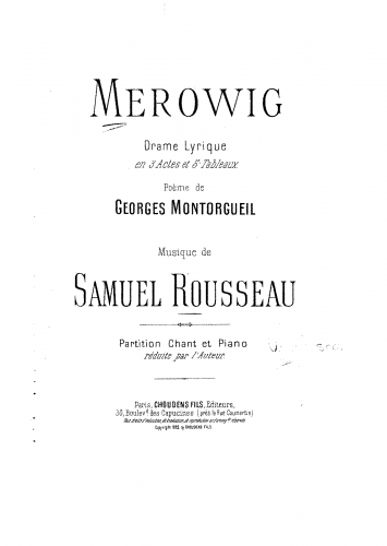 Rousseau - Mérowig - Vocal Score - Score