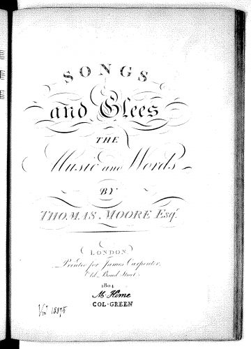Moore - Songs and Glees - Score