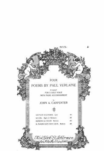 Carpenter - 4 Poems by Paul Verlaine - Score
