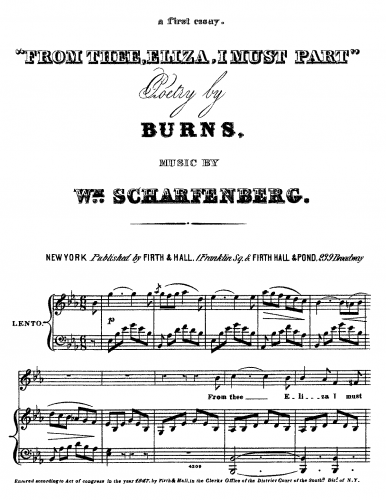 Scharfenberg - From Thee, Eliza, I Must Part - Score